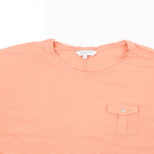 Principles Womens Pink Cotton Basic T-Shirt Size 14 Round Neck