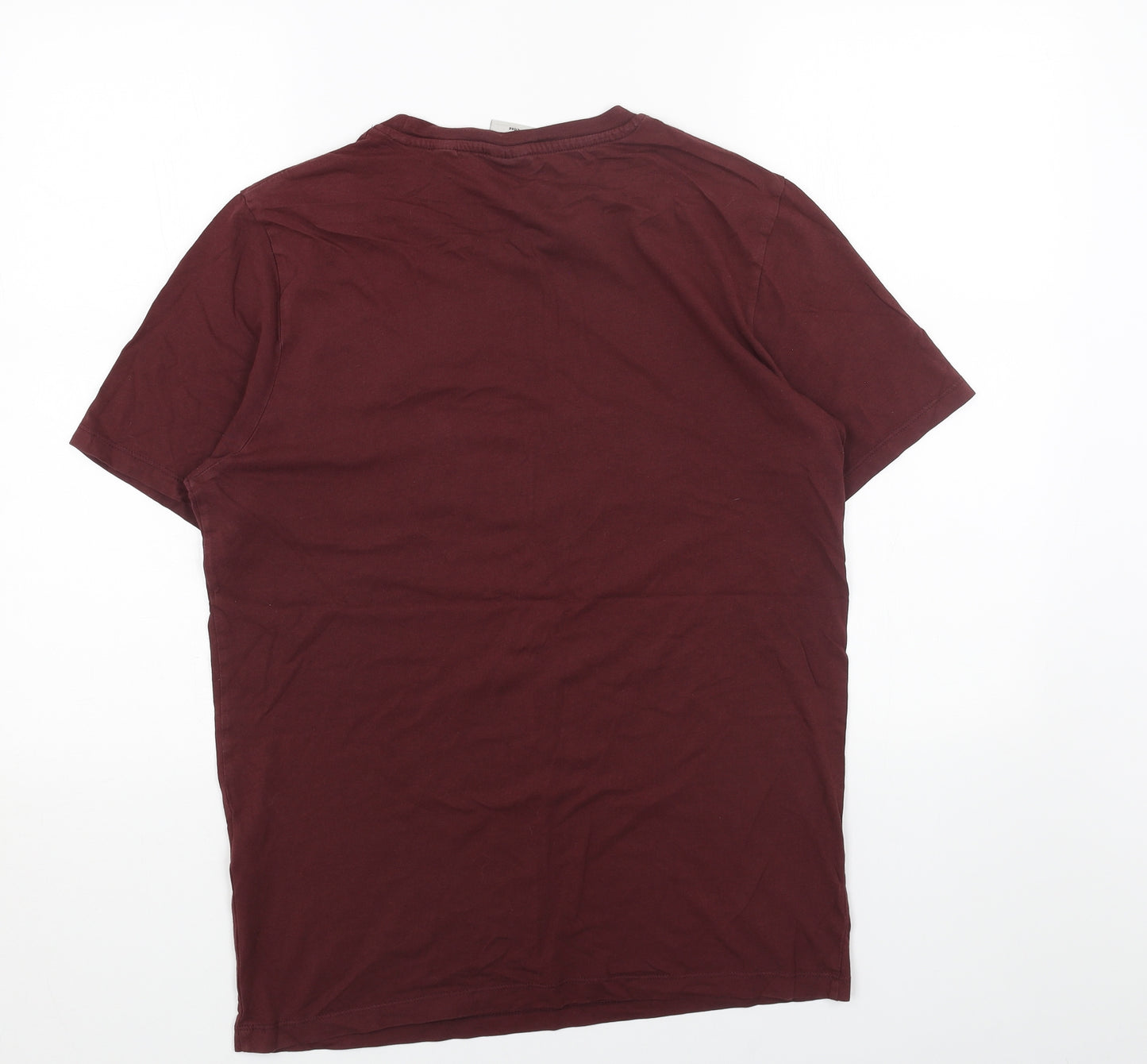 JACK & JONES Mens Red Cotton T-Shirt Size L Round Neck