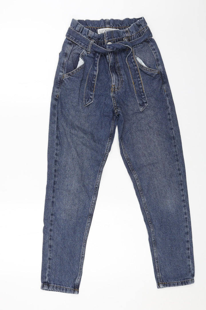 Denim & Co. Girls Blue Cotton Skinny Jeans Size 10-11 Years L24 in Regular Button