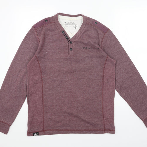 Easy Mens Red V-Neck Cotton Pullover Jumper Size M