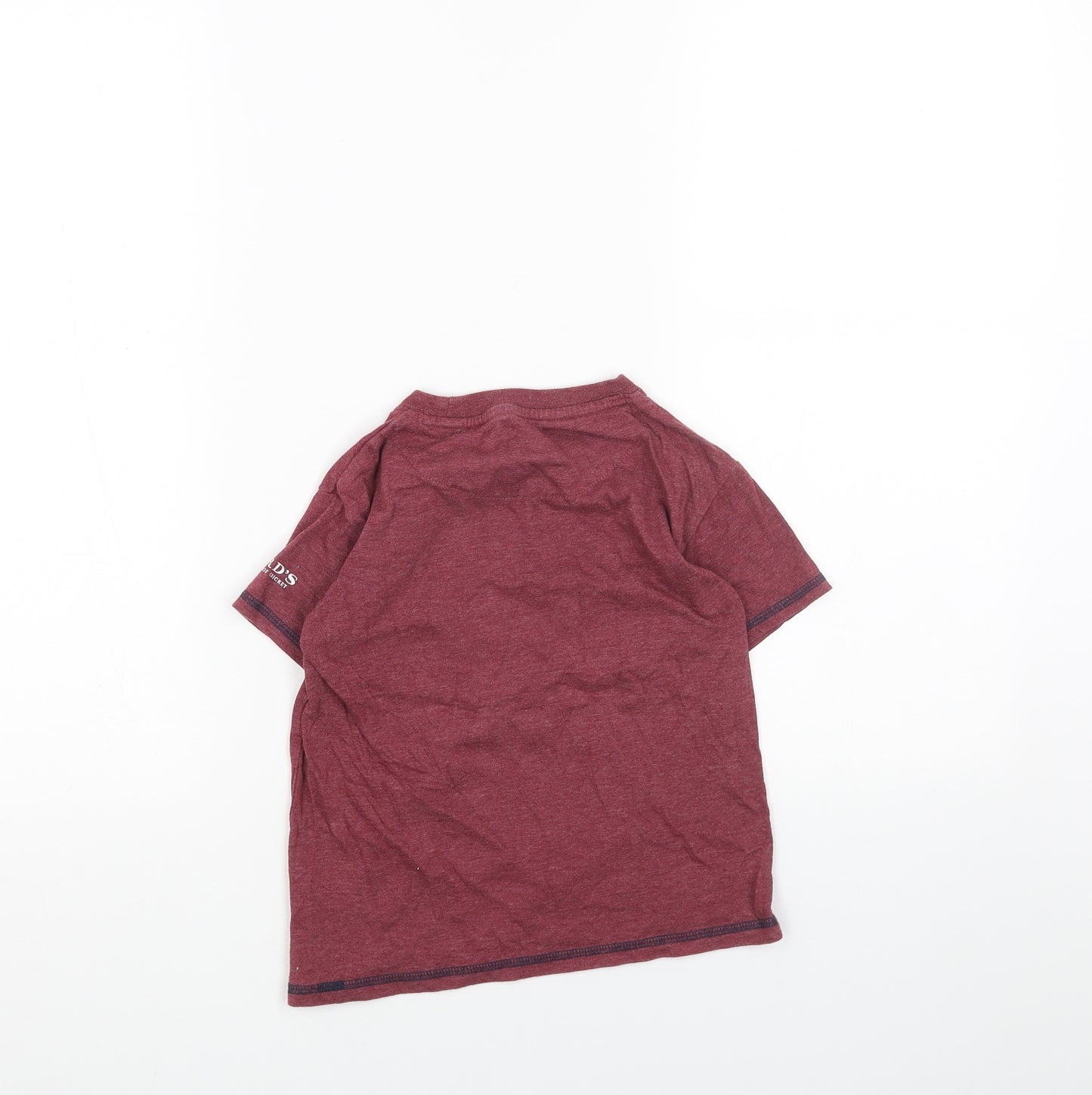 Preworn Boys Red Cotton Basic T-Shirt Size 7-8 Years Round Neck Pullover - The Ashes