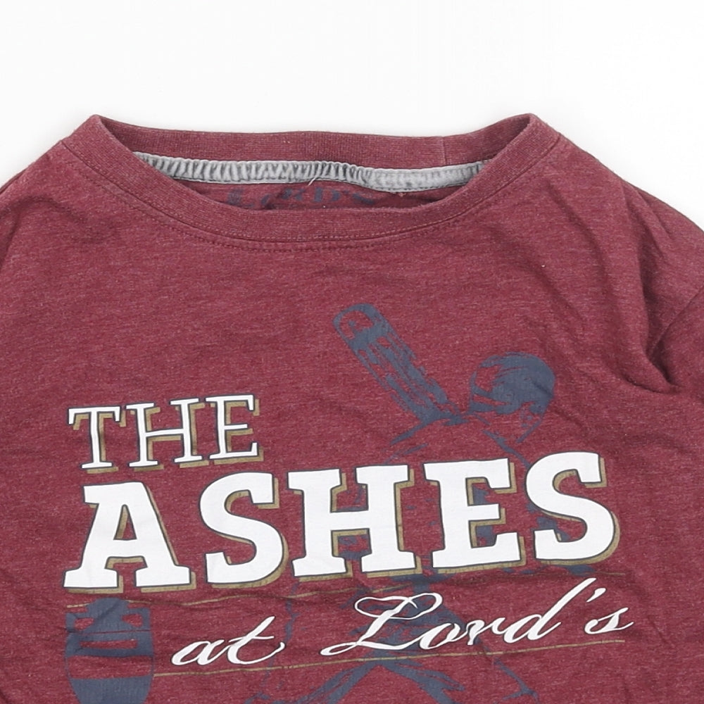 Preworn Boys Red Cotton Basic T-Shirt Size 7-8 Years Round Neck Pullover - The Ashes