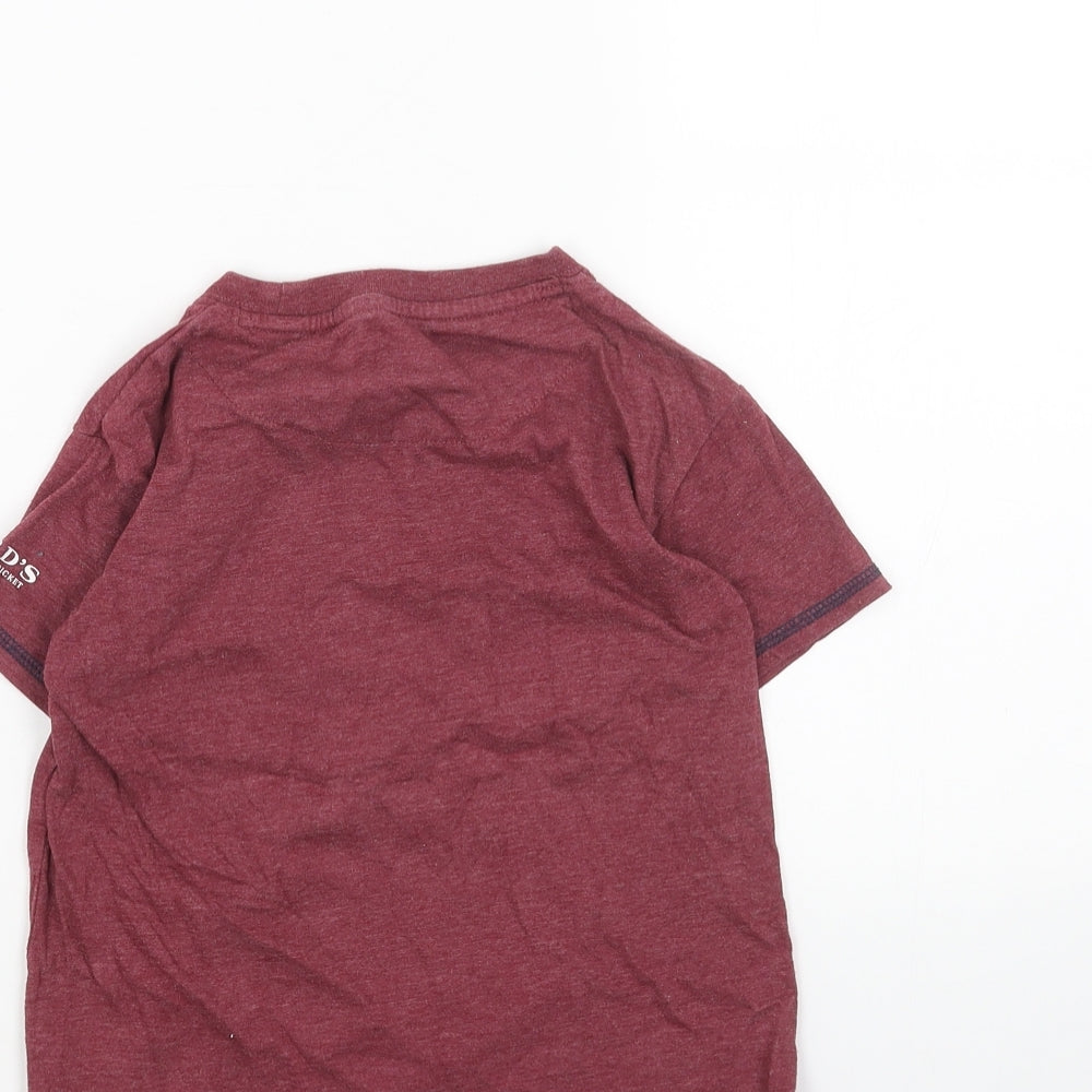 Preworn Boys Red Cotton Basic T-Shirt Size 7-8 Years Round Neck Pullover - The Ashes