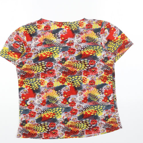 YU SHENG Womens Multicoloured Geometric Viscose Basic T-Shirt Size M Scoop Neck