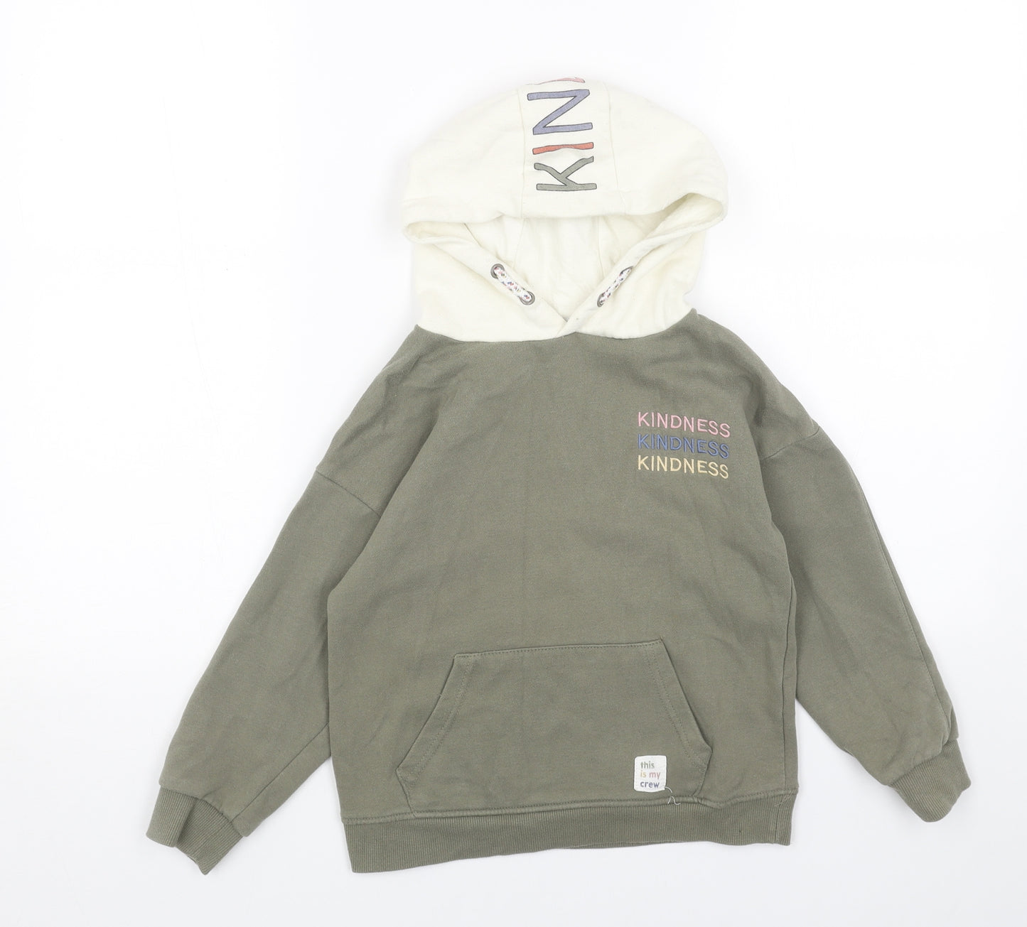 Primark Girls Green Cotton Pullover Hoodie Size 6-7 Years Pullover