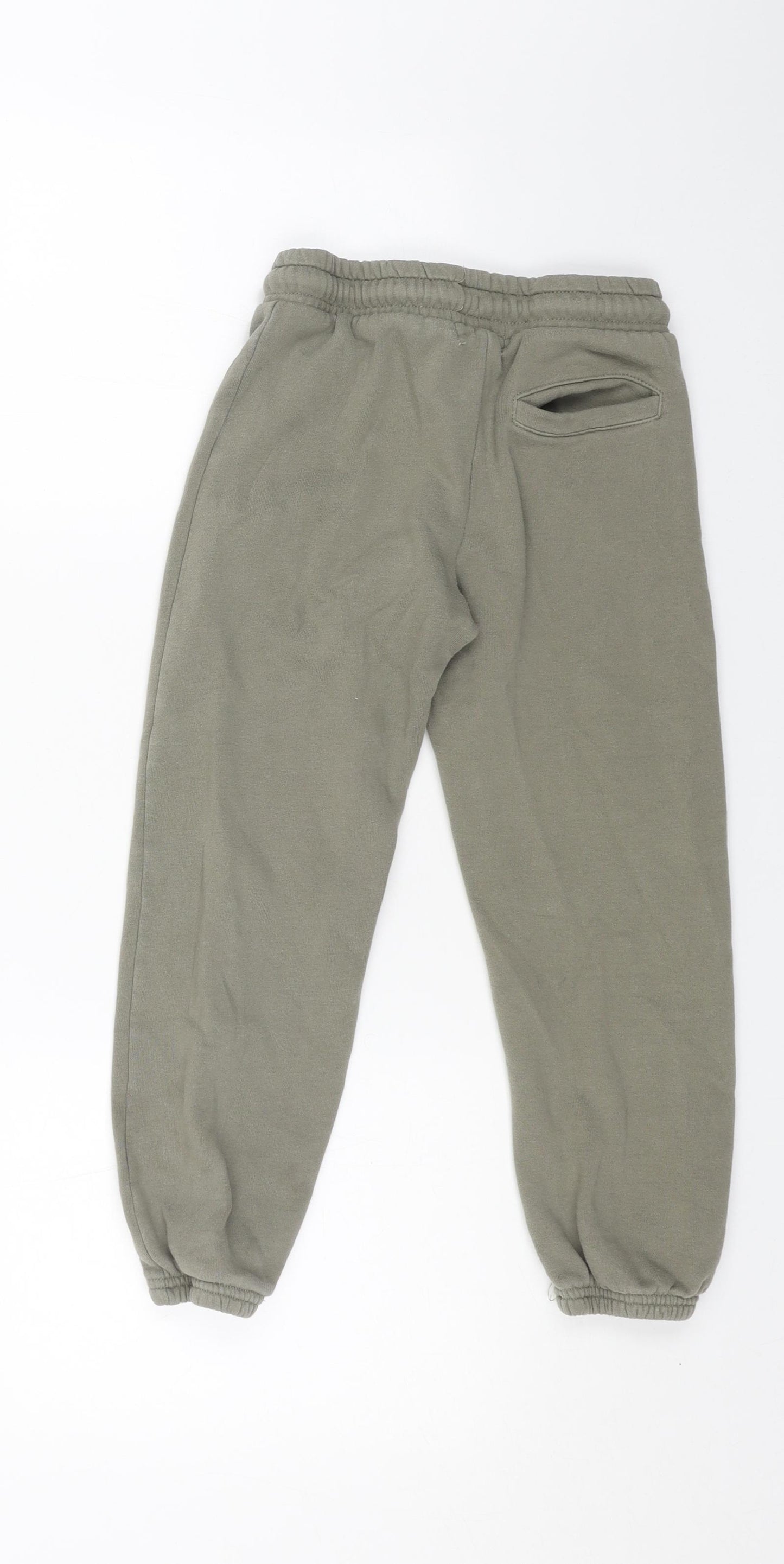 Primark Girls Green Cotton Jogger Trousers Size 6-7 Years Regular Drawstring