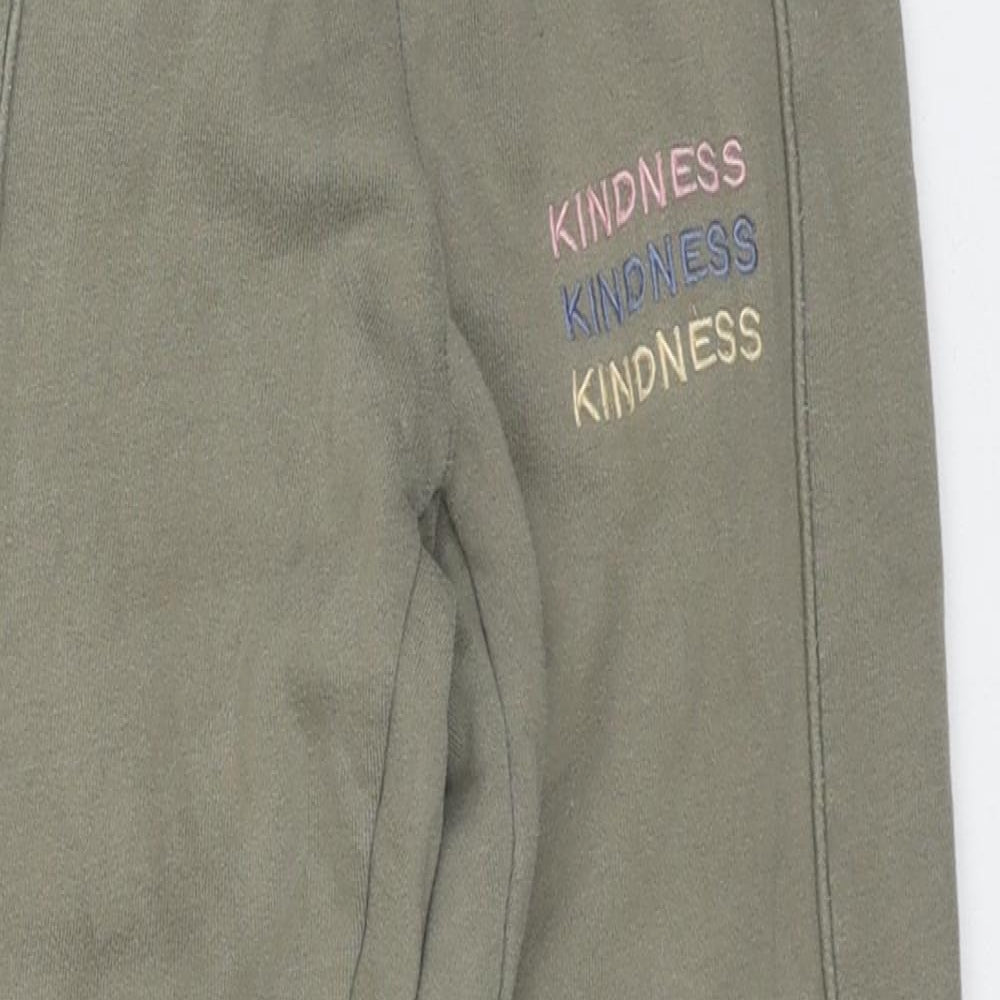 Primark Girls Green Cotton Jogger Trousers Size 6-7 Years Regular Drawstring