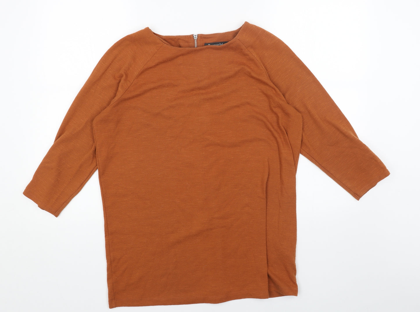 Bonmarché Womens Orange Polyester Basic Blouse Size 14 Boat Neck