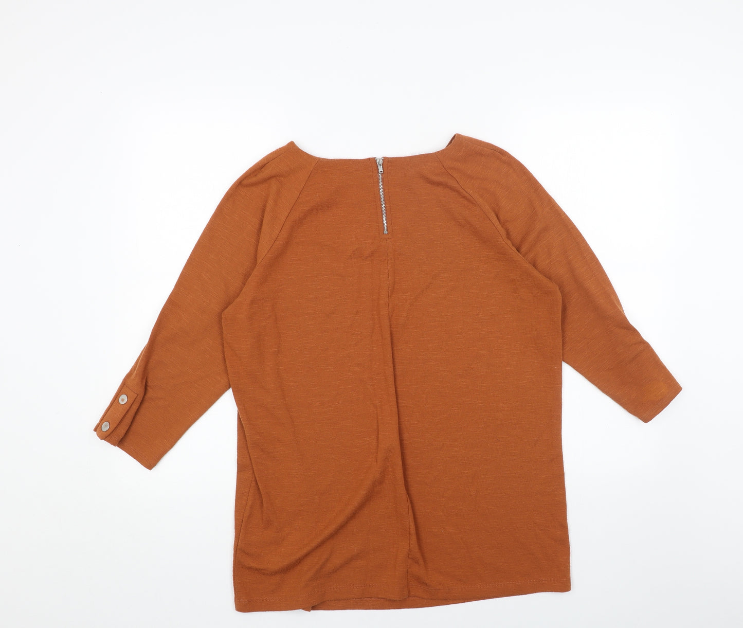 Bonmarché Womens Orange Polyester Basic Blouse Size 14 Boat Neck