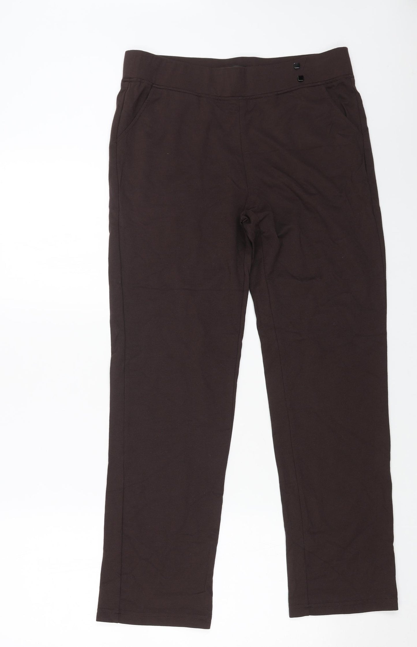 Jaeger Womens Brown Viscose Trousers Size 14 L26 in Regular