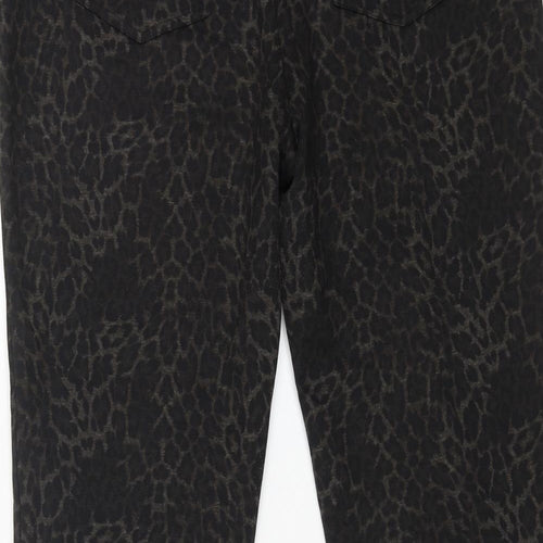 mudflowers Womens Brown Animal Print Viscose Trousers Size 14 L29 in Regular