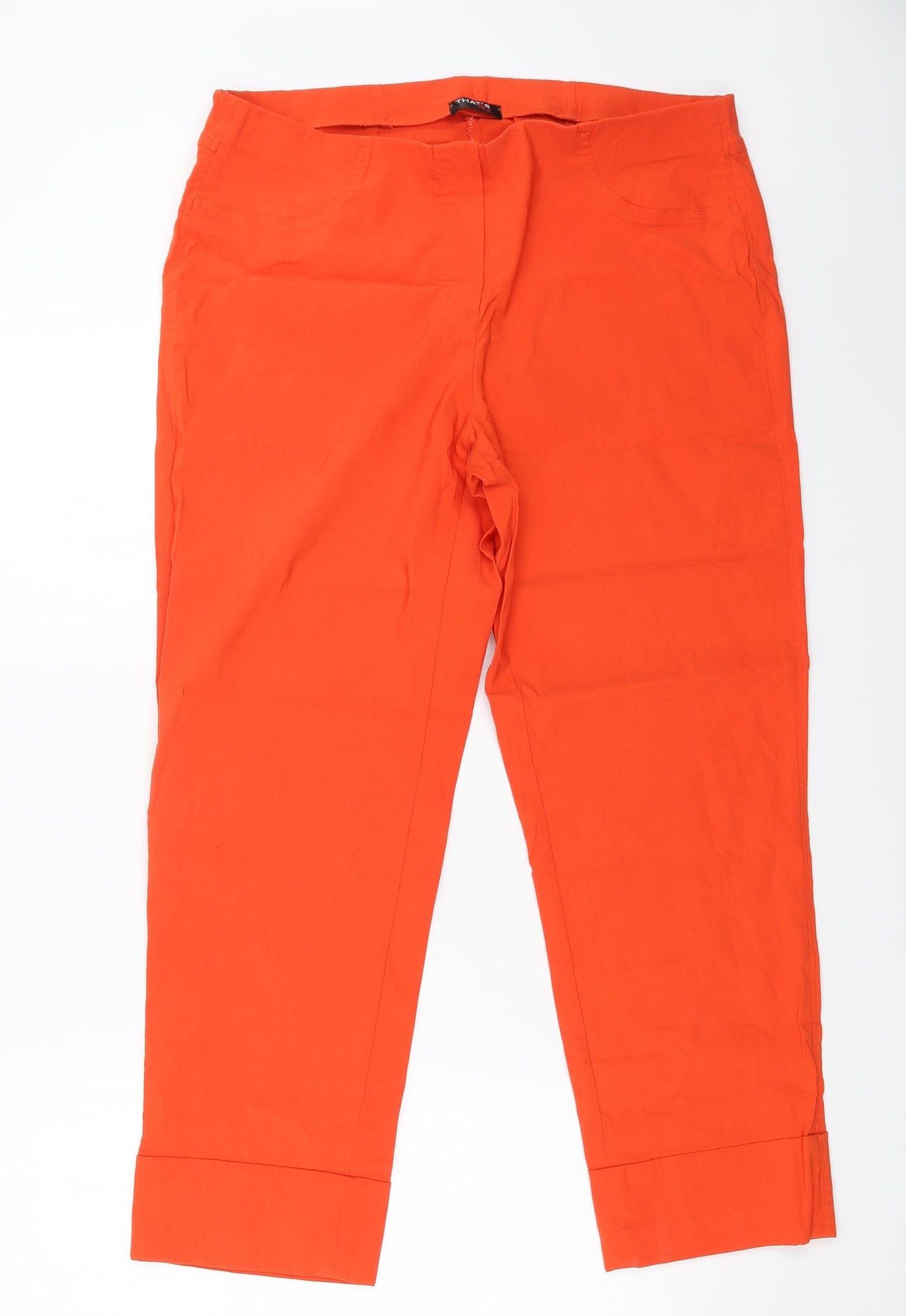 THATS ME Womens Orange Viscose Trousers Size 18 L26 in Regular