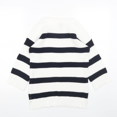 Soyaconcept Womens White Boat Neck Striped Acrylic Pullover Jumper Size XS