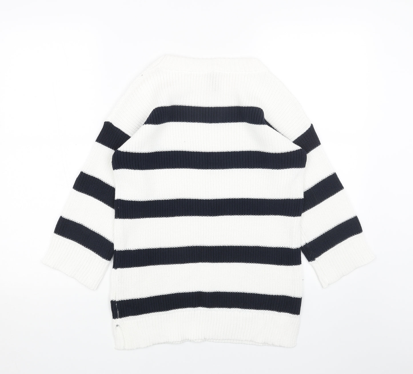 Soyaconcept Womens White Boat Neck Striped Acrylic Pullover Jumper Size XS
