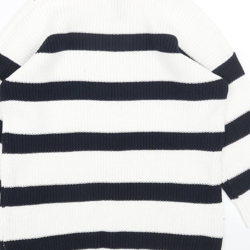 Soyaconcept Womens White Boat Neck Striped Acrylic Pullover Jumper Size XS