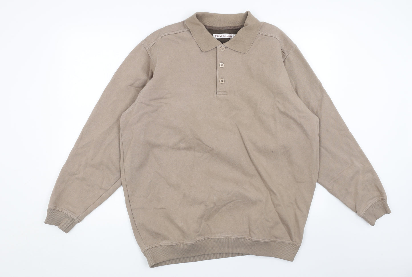 EWM Mens Beige Cotton Pullover Sweatshirt Size L