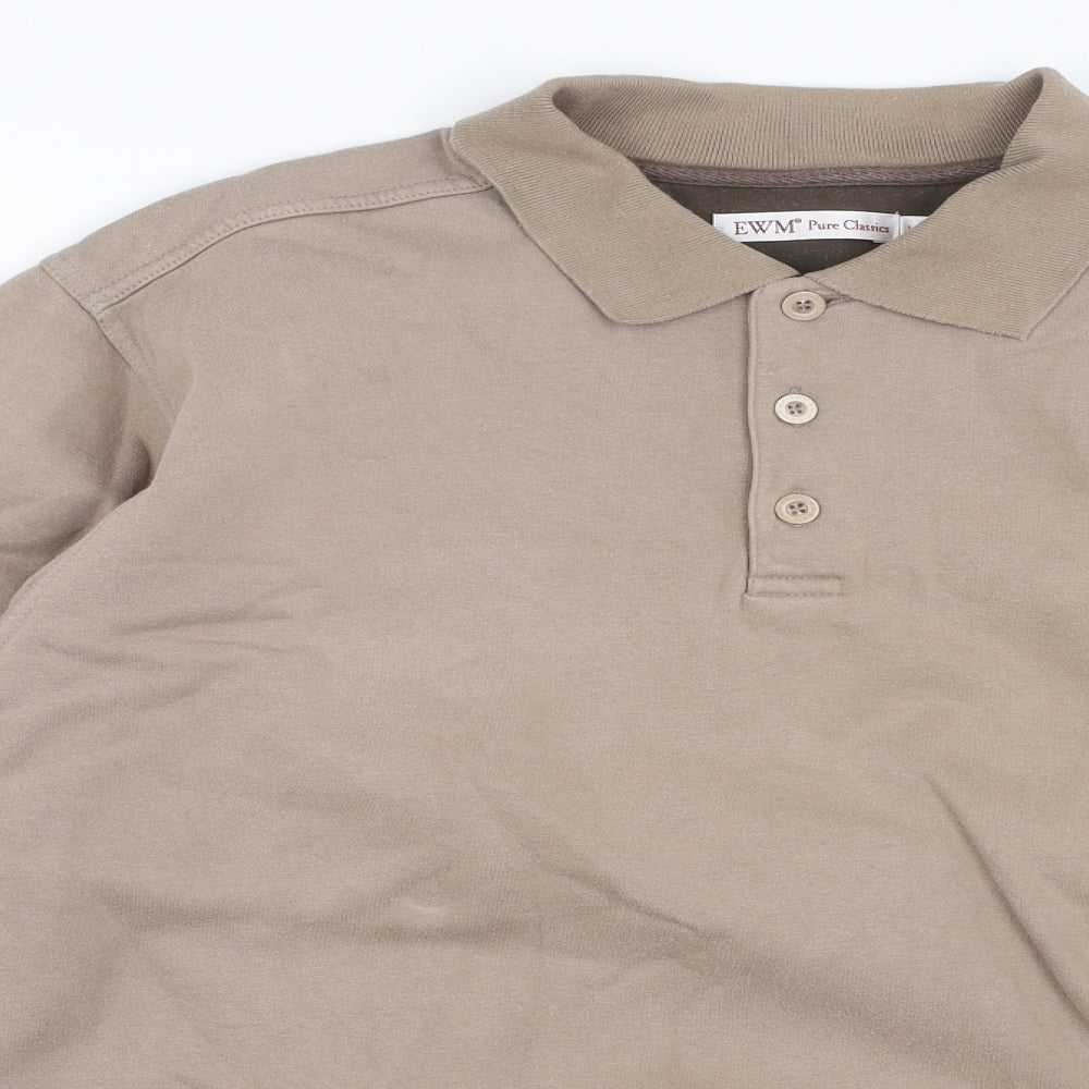 EWM Mens Beige Cotton Pullover Sweatshirt Size L