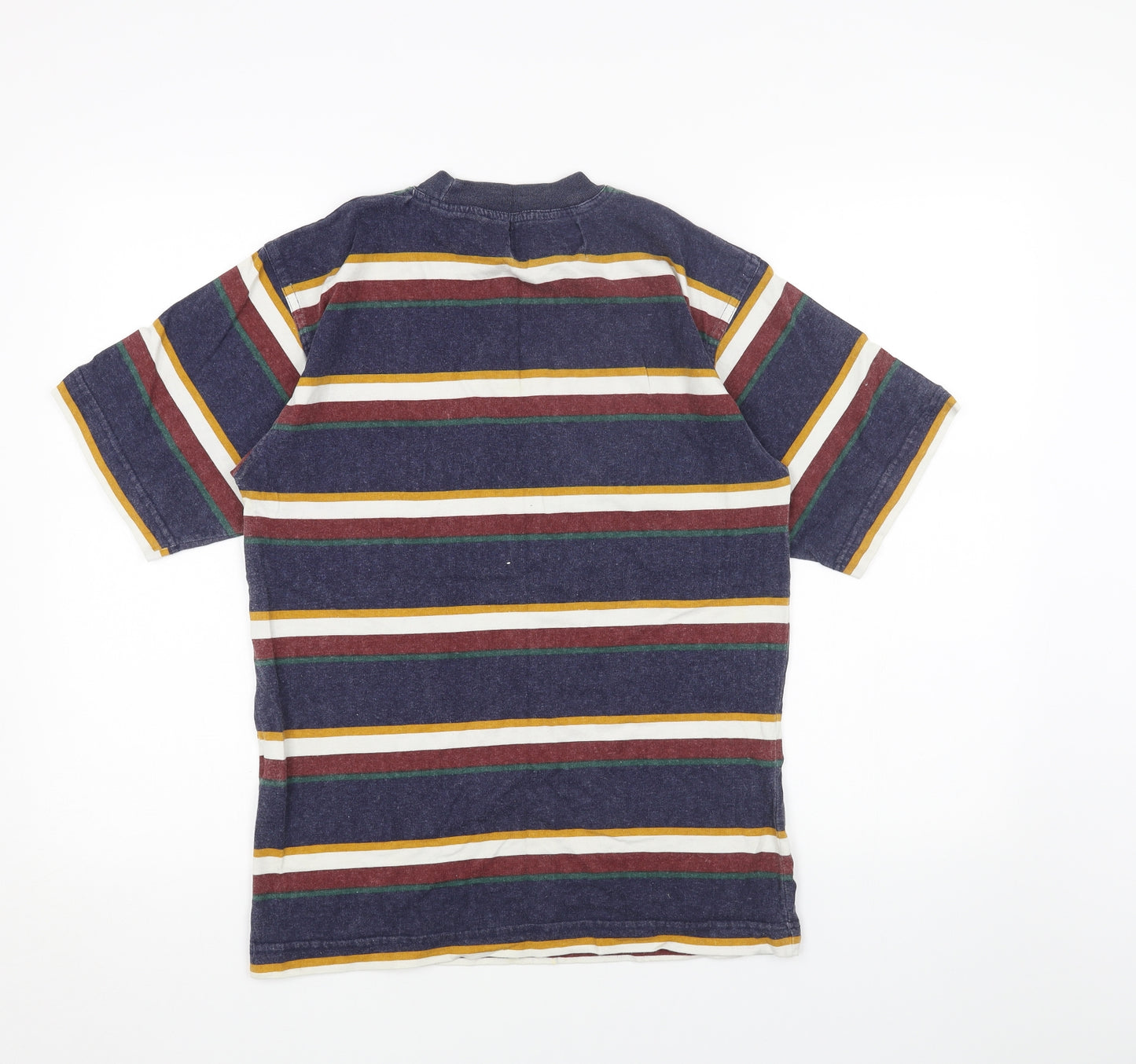 Chisel Mens Blue Striped Cotton T-Shirt Size M Round Neck