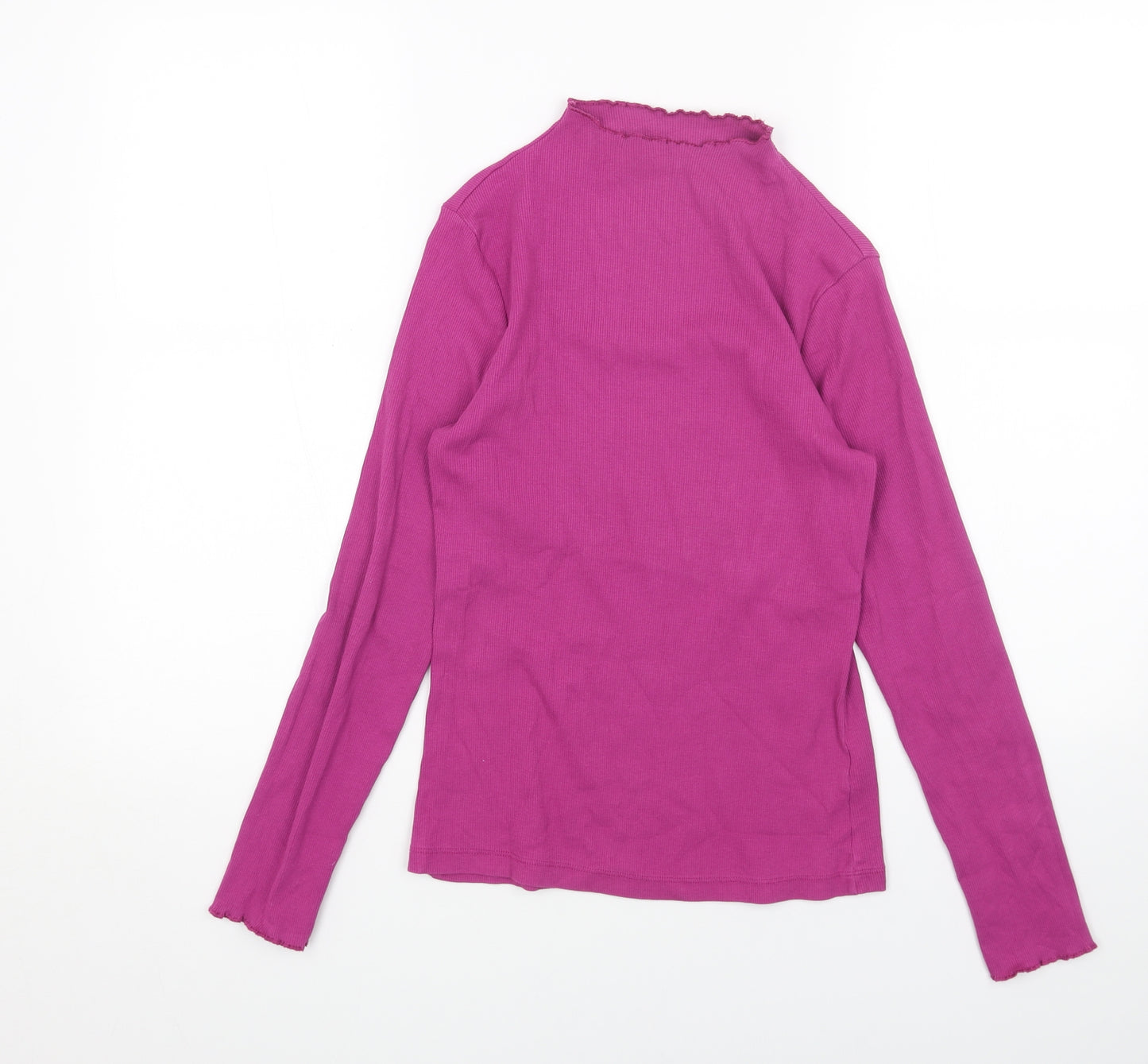 TU Womens Pink Cotton Basic T-Shirt Size 10 Mock Neck
