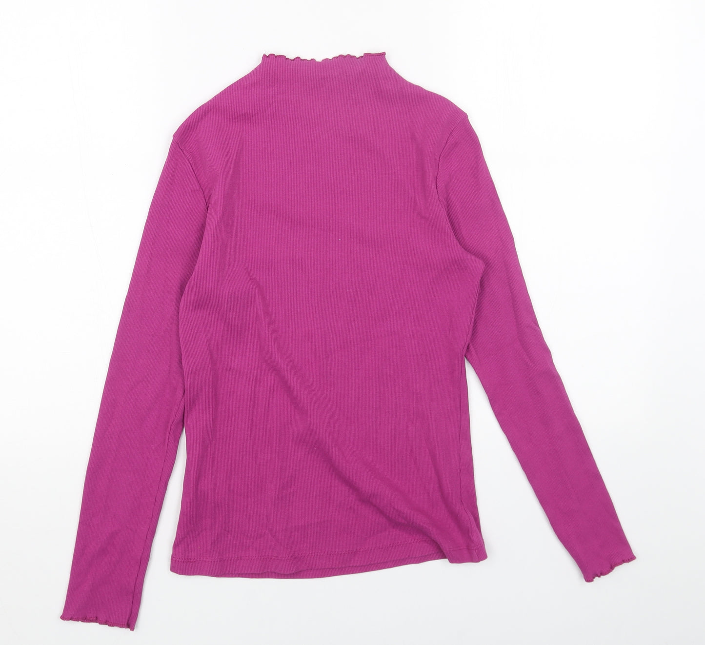 TU Womens Pink Cotton Basic T-Shirt Size 10 Mock Neck