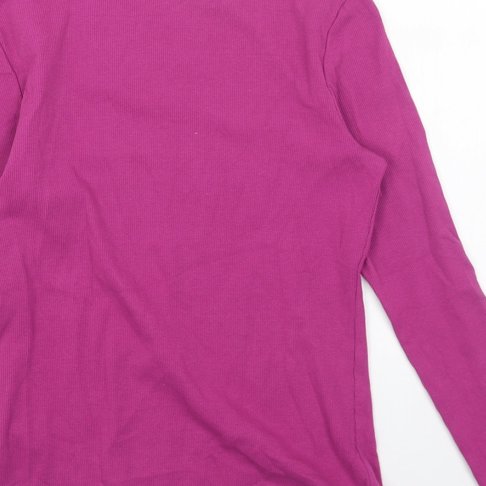 TU Womens Pink Cotton Basic T-Shirt Size 10 Mock Neck