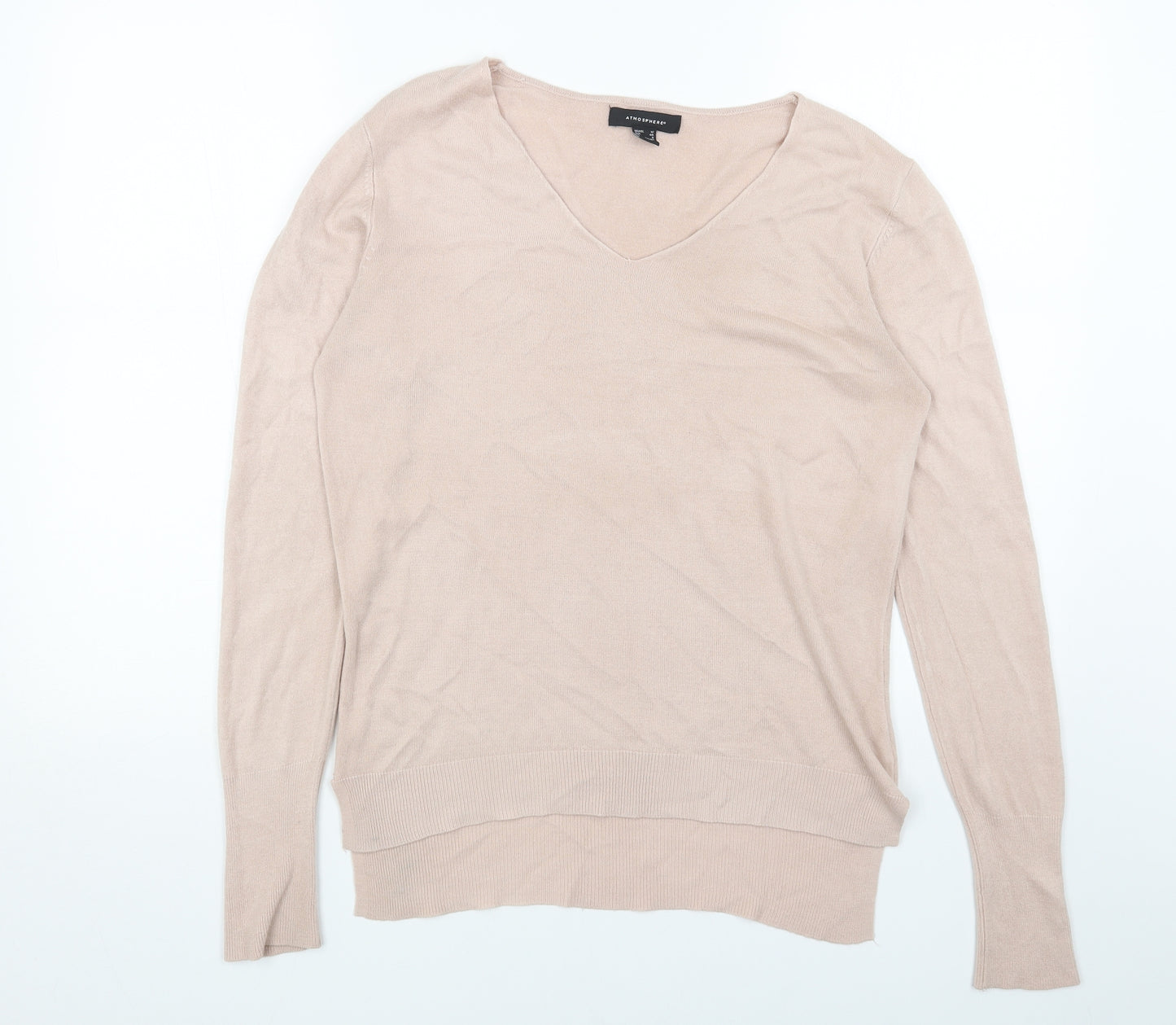 Primark Womens Pink V-Neck Acrylic Pullover Jumper Size 12