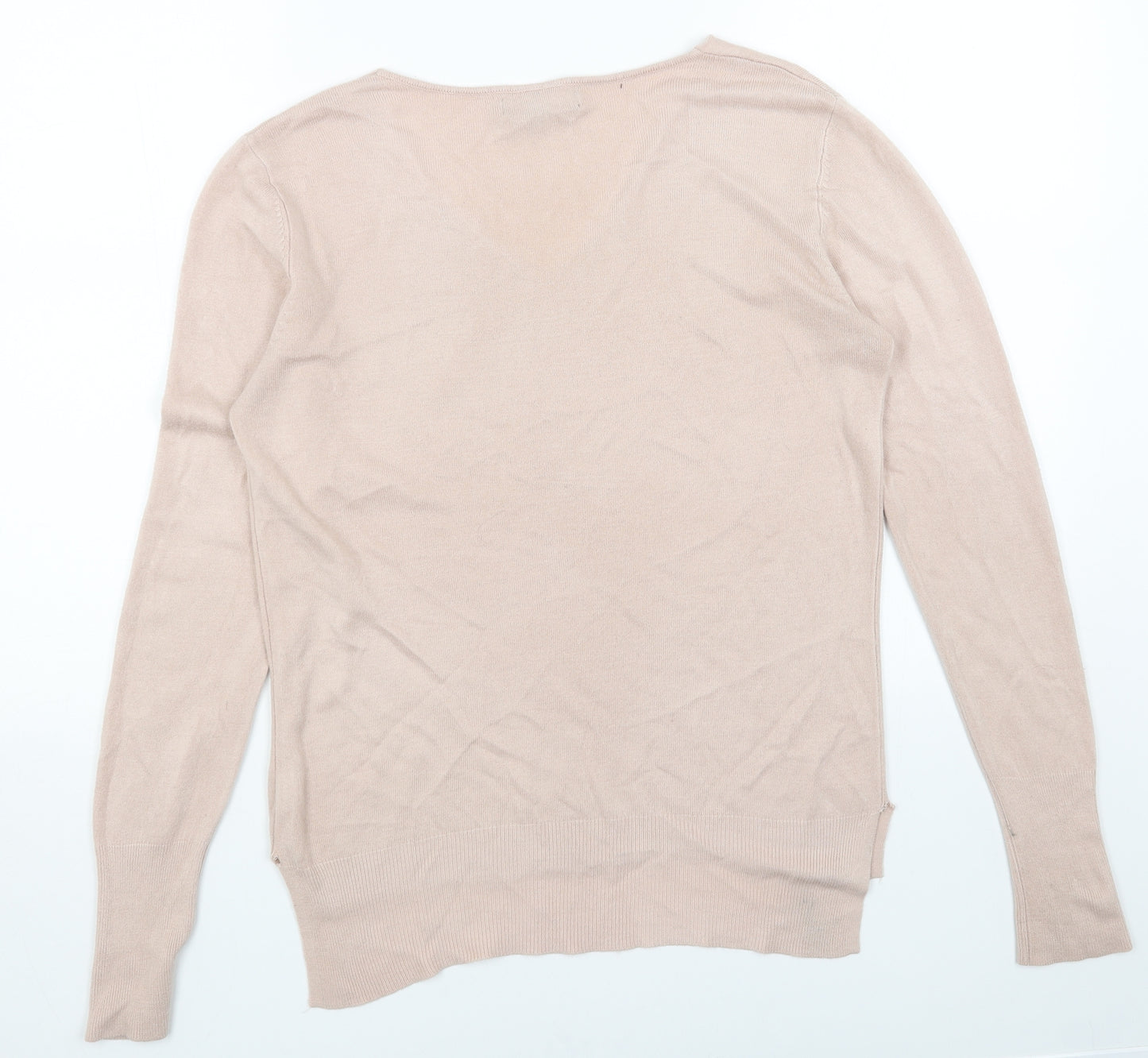 Primark Womens Pink V-Neck Acrylic Pullover Jumper Size 12