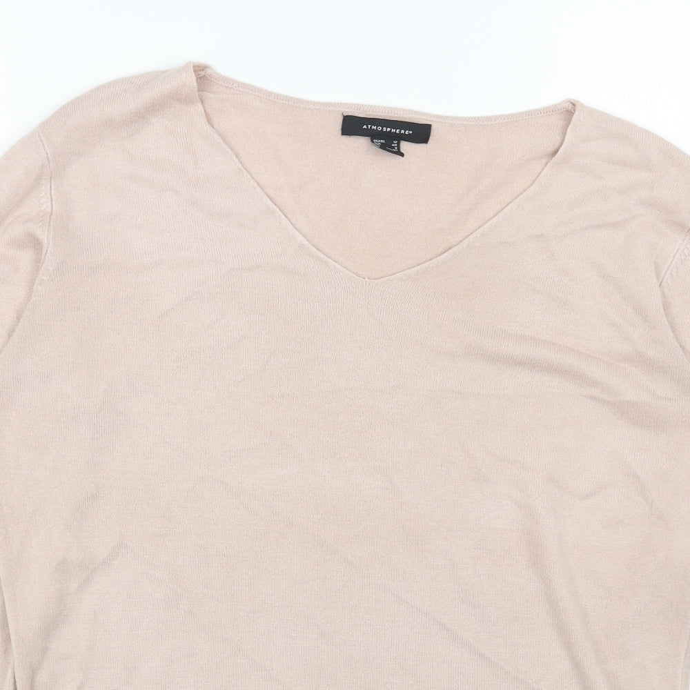 Primark Womens Pink V-Neck Acrylic Pullover Jumper Size 12