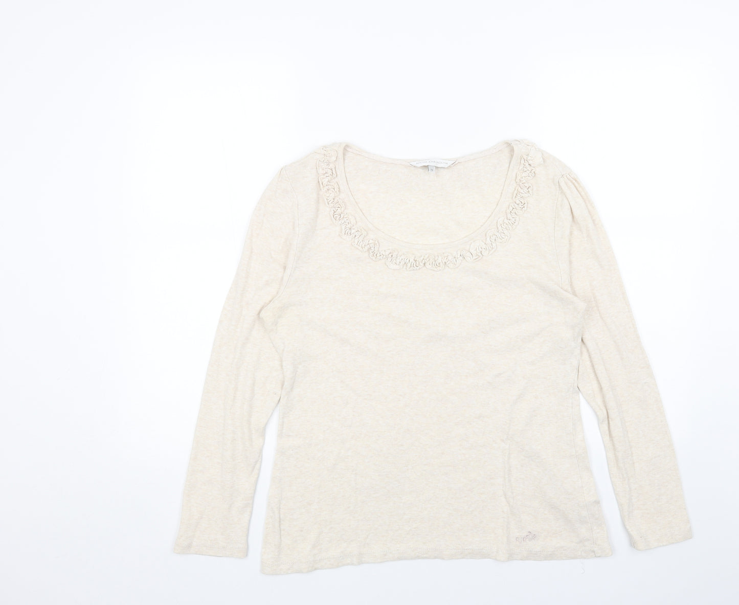 RJR.John Rocha Womens Beige Scoop Neck Cotton Pullover Jumper Size 16