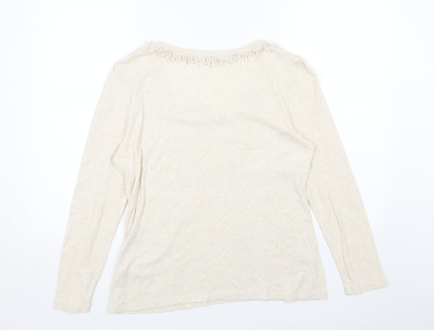 RJR.John Rocha Womens Beige Scoop Neck Cotton Pullover Jumper Size 16