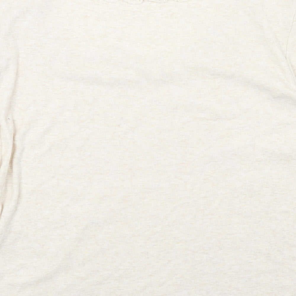 RJR.John Rocha Womens Beige Scoop Neck Cotton Pullover Jumper Size 16