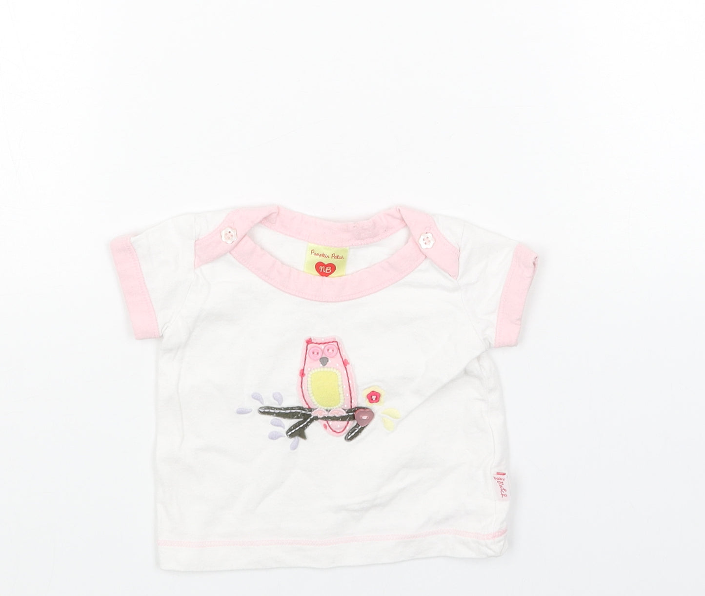 Fat Face White Cotton Basic T-Shirt Size Newborn Round Neck Pullover