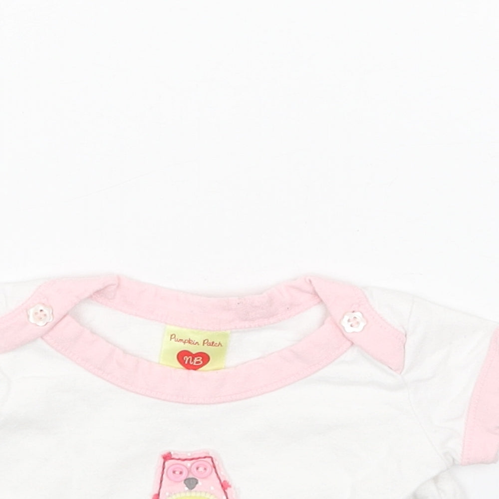 Fat Face White Cotton Basic T-Shirt Size Newborn Round Neck Pullover