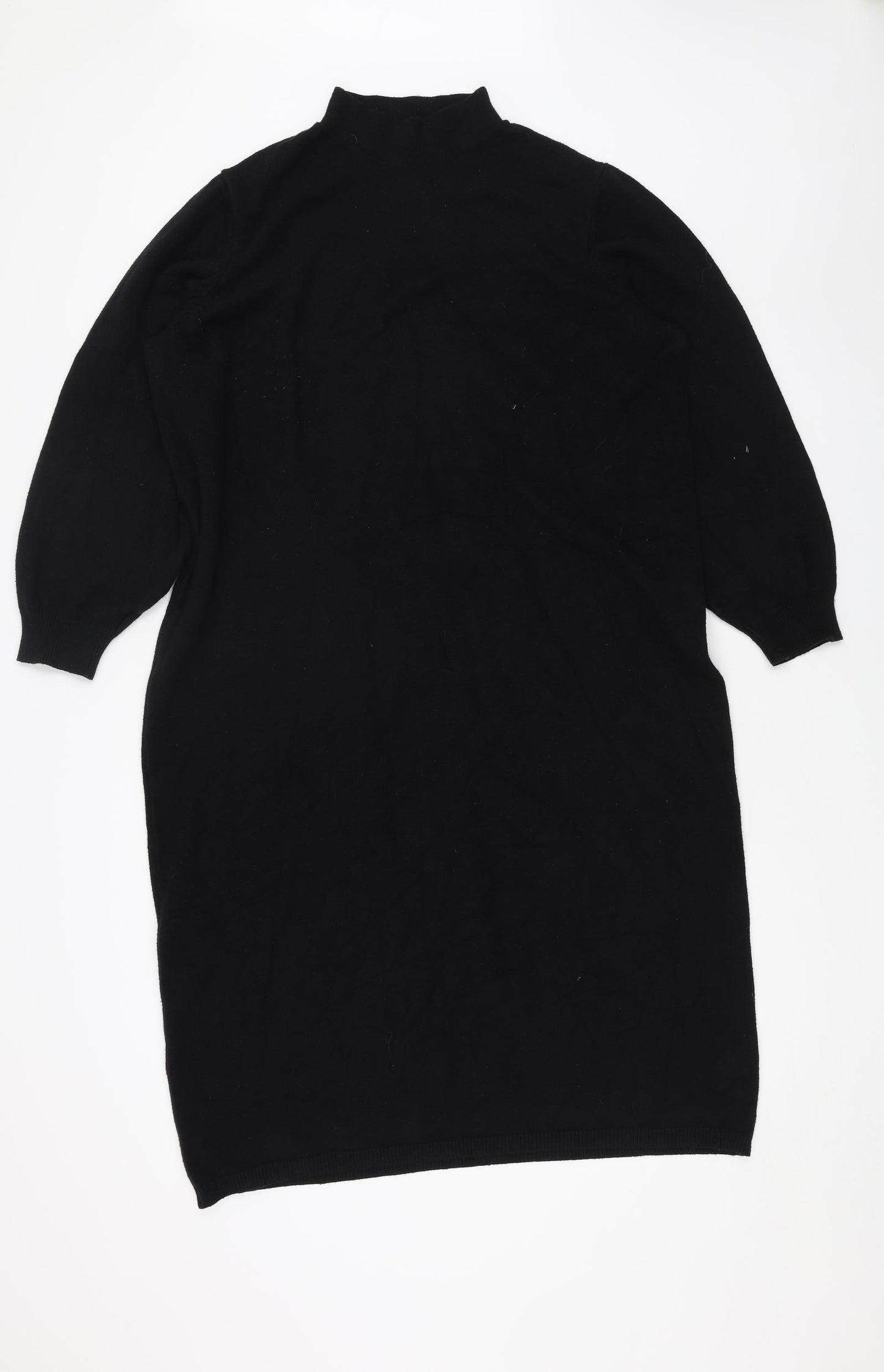 TU Womens Black Acrylic Jumper Dress Size XL Mock Neck Pullover