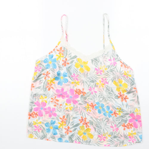 Preworn Womens Multicoloured Floral Polyester Basic Tank Size 10 V-Neck