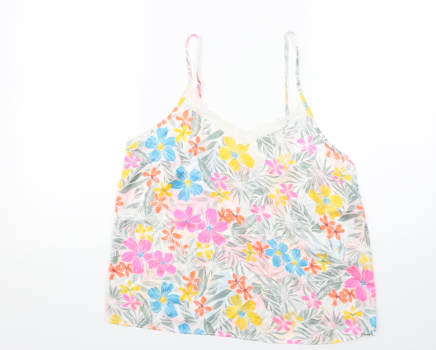 Preworn Womens Multicoloured Floral Polyester Basic Tank Size 10 V-Neck
