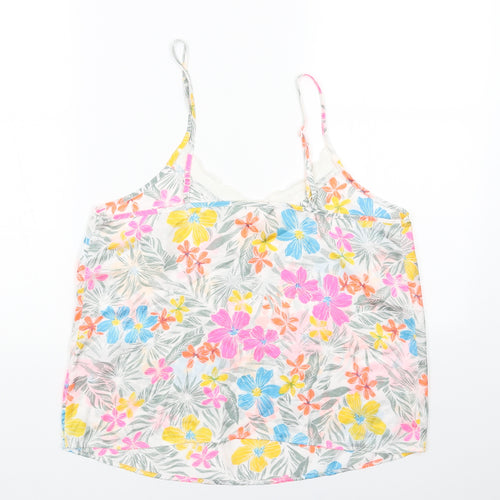 Preworn Womens Multicoloured Floral Polyester Basic Tank Size 10 V-Neck