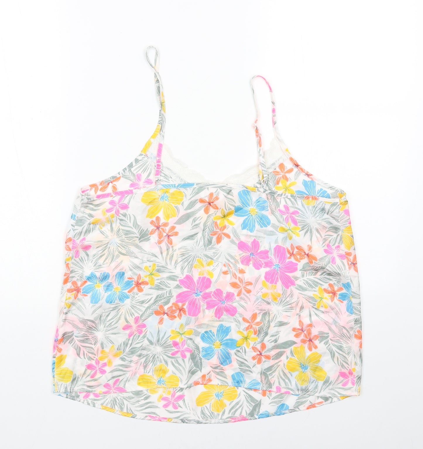 Preworn Womens Multicoloured Floral Polyester Basic Tank Size 10 V-Neck