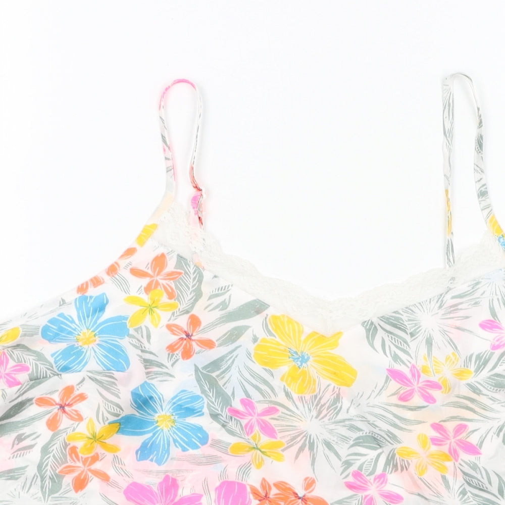 Preworn Womens Multicoloured Floral Polyester Basic Tank Size 10 V-Neck
