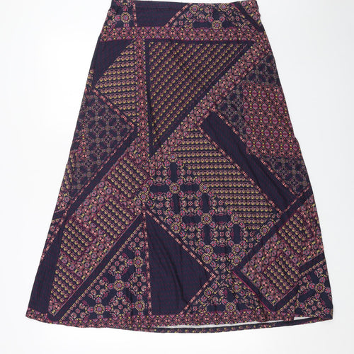 Preworn Womens Blue Geometric Polyester Swing Skirt Size 32