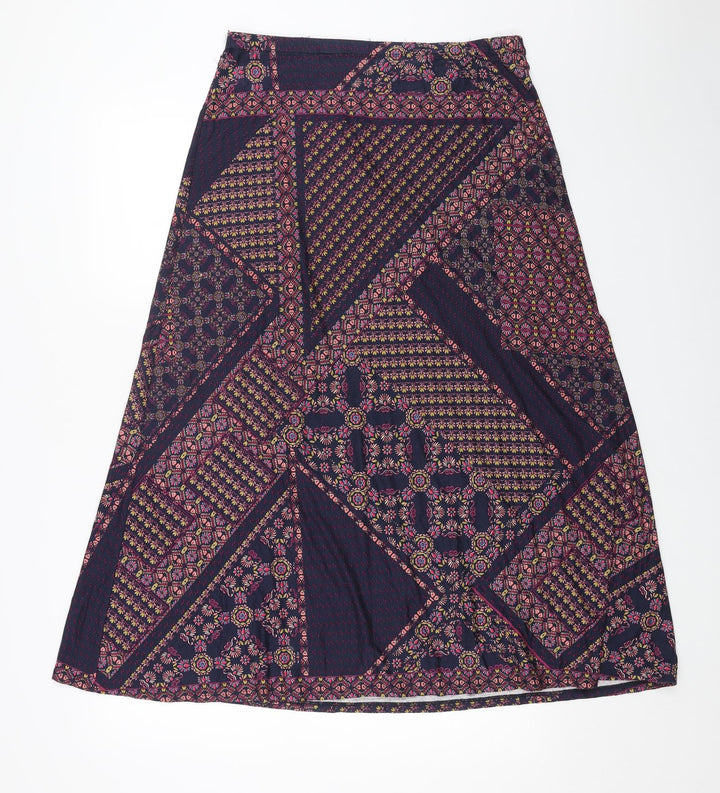 Preworn Womens Blue Geometric Polyester Swing Skirt Size 32