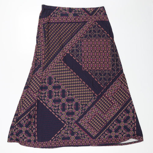 Preworn Womens Blue Geometric Polyester Swing Skirt Size 32