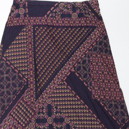 Preworn Womens Blue Geometric Polyester Swing Skirt Size 32
