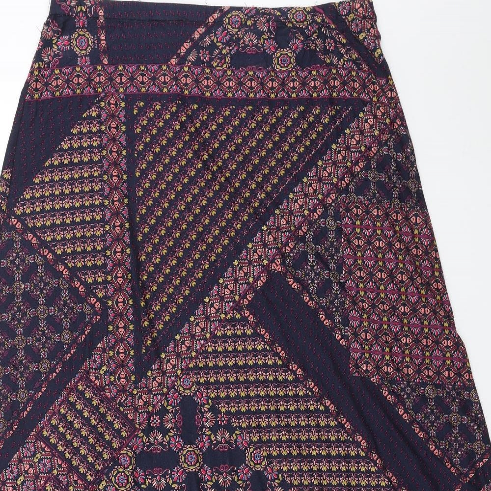 Preworn Womens Blue Geometric Polyester Swing Skirt Size 32