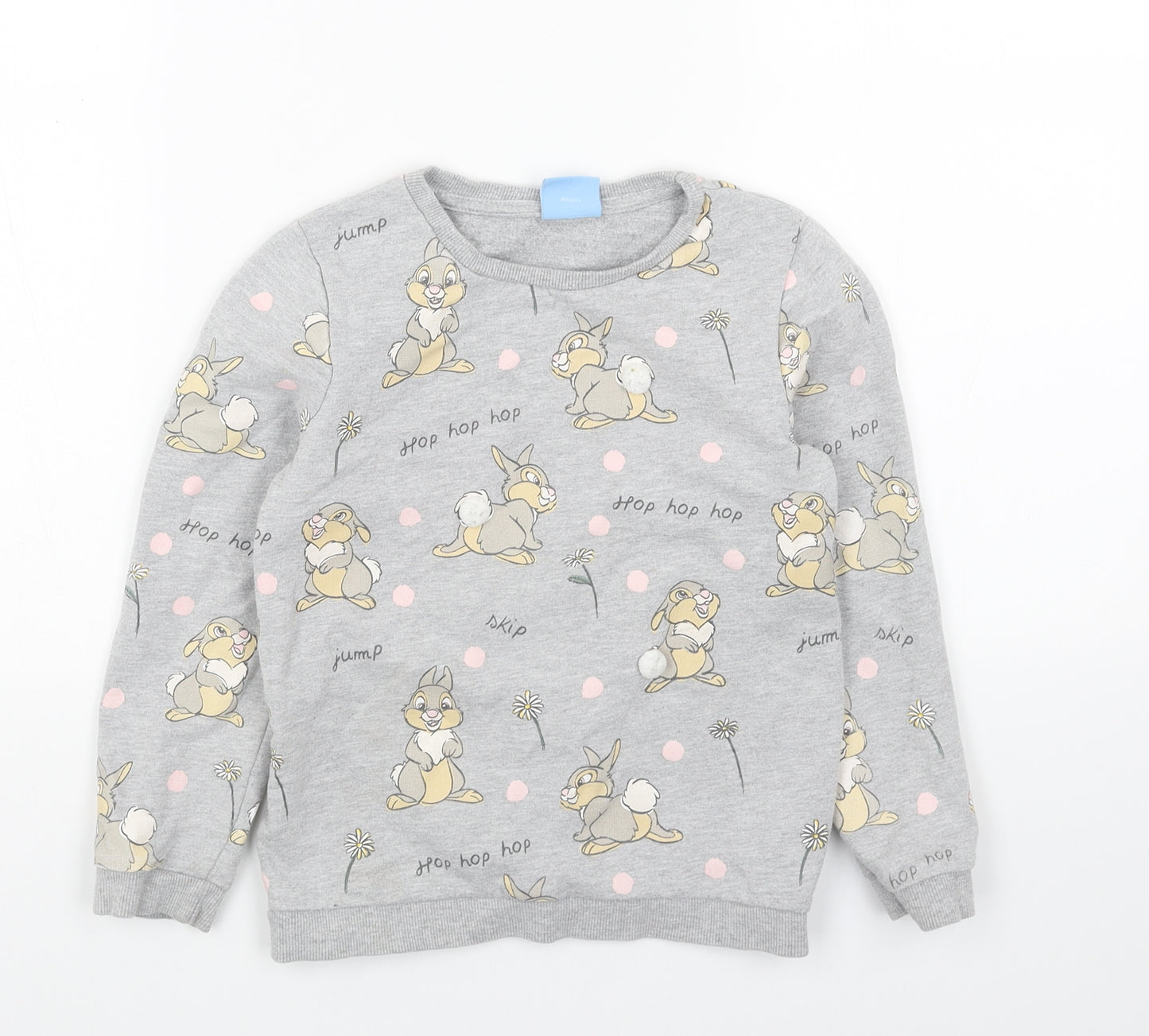 Disney Girls Grey Geometric Cotton Pullover Sweatshirt Size 6-7 Years Pullover - Thumper