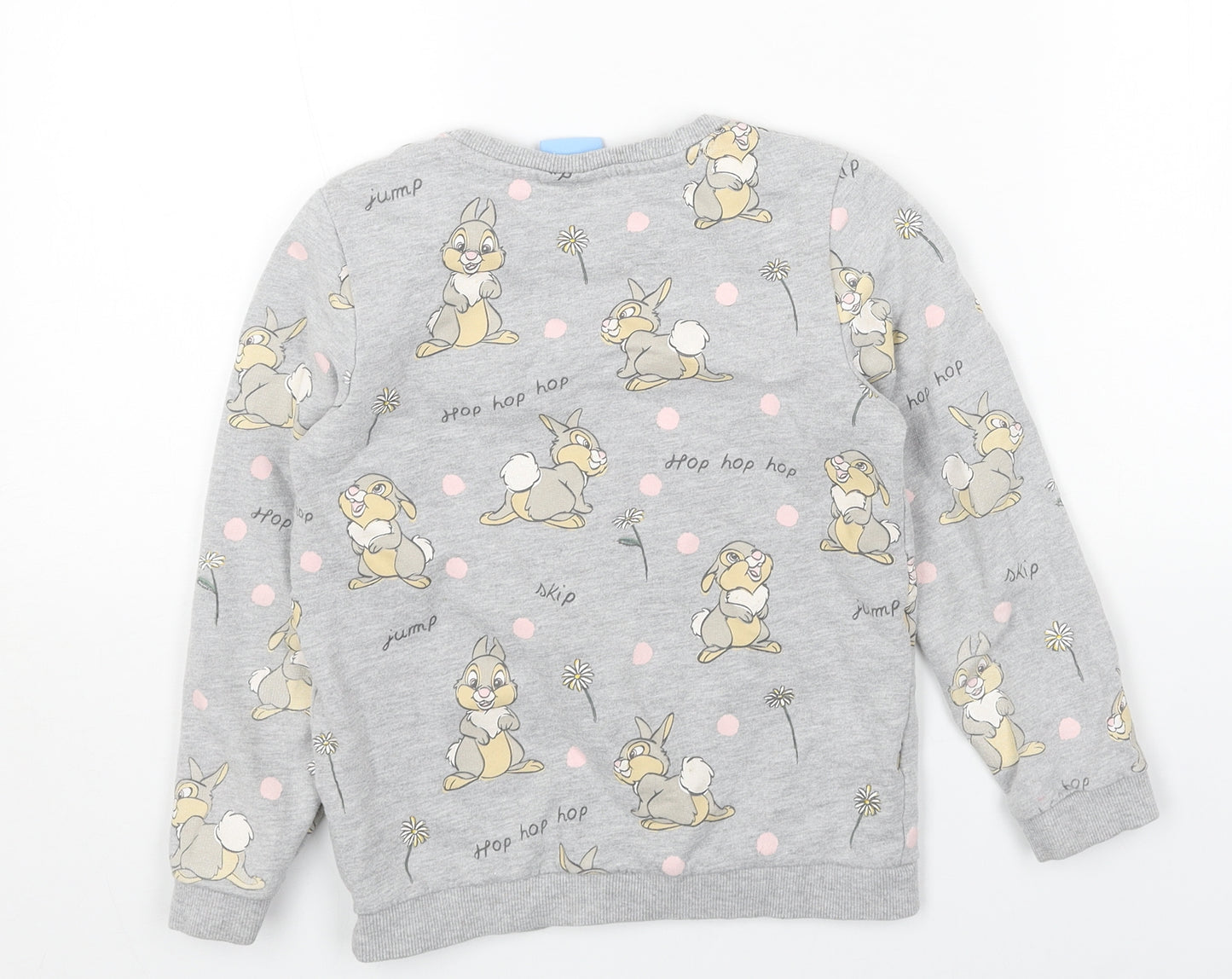 Disney Girls Grey Geometric Cotton Pullover Sweatshirt Size 6-7 Years Pullover - Thumper