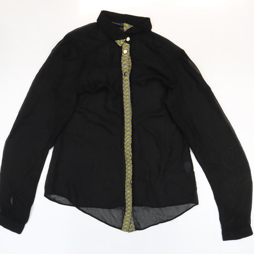 Atmosphere Womens Black Polyester Basic Blouse Size 10 Collared