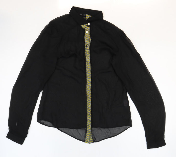 Atmosphere Womens Black Polyester Basic Blouse Size 10 Collared
