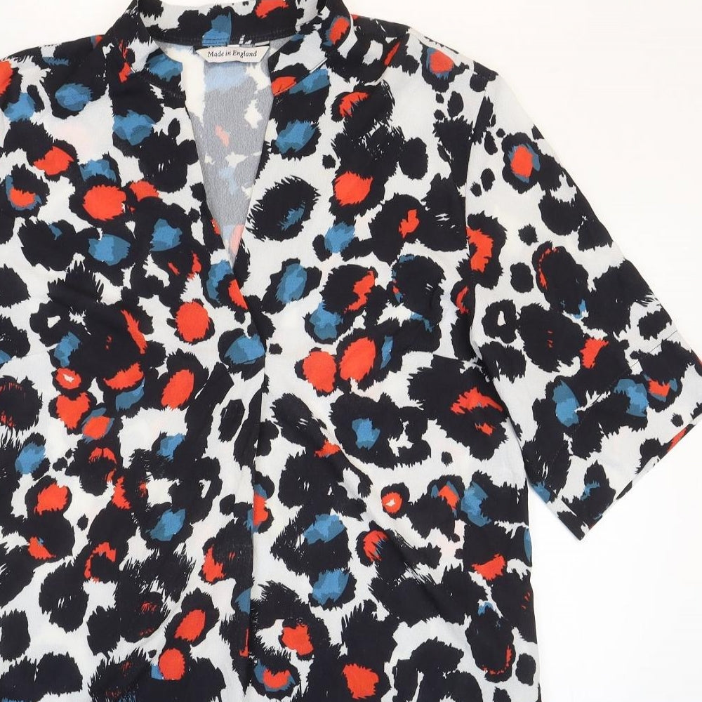 Preworn Womens Multicoloured Geometric Viscose Basic Blouse Size M Collared