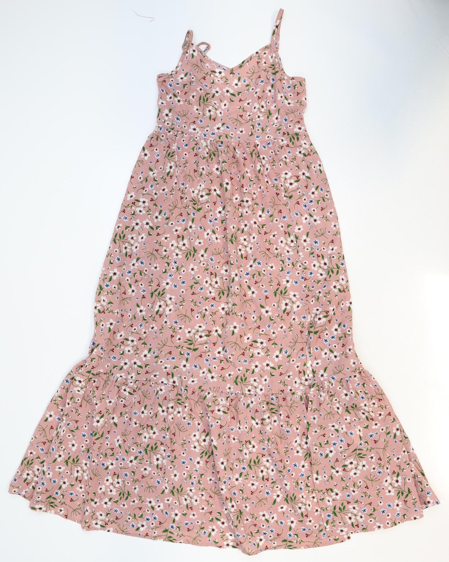 SheIn Girls Pink Floral Polyamide Trapeze & Swing Size 12-13 Years V-Neck